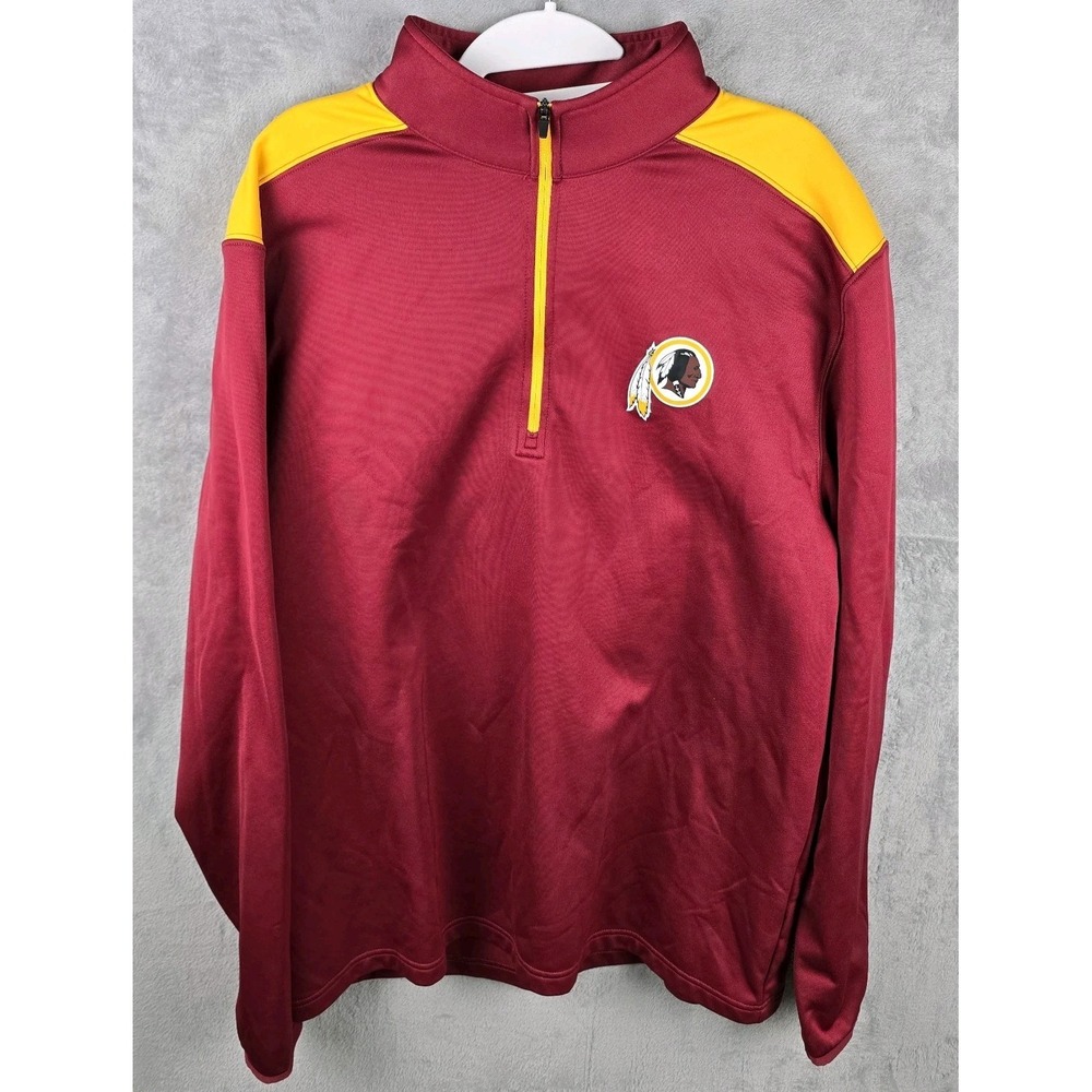 NFL‎ Team Apparel Washington Redskins Quarter Zip Pullover Burgundy Gold Mens XL